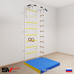 Шведская стенка Sv Sport усиленная 6174 (Турник стандарт/Кольца/Лестница/Мат 1м)