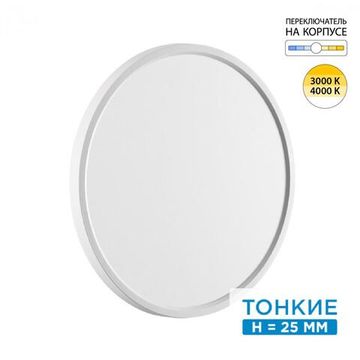 7659/32L MITRA LED SN 089 Светильник пластик/белый LED 32Вт 3000/4000K D400 IP40 ALFA WHITE