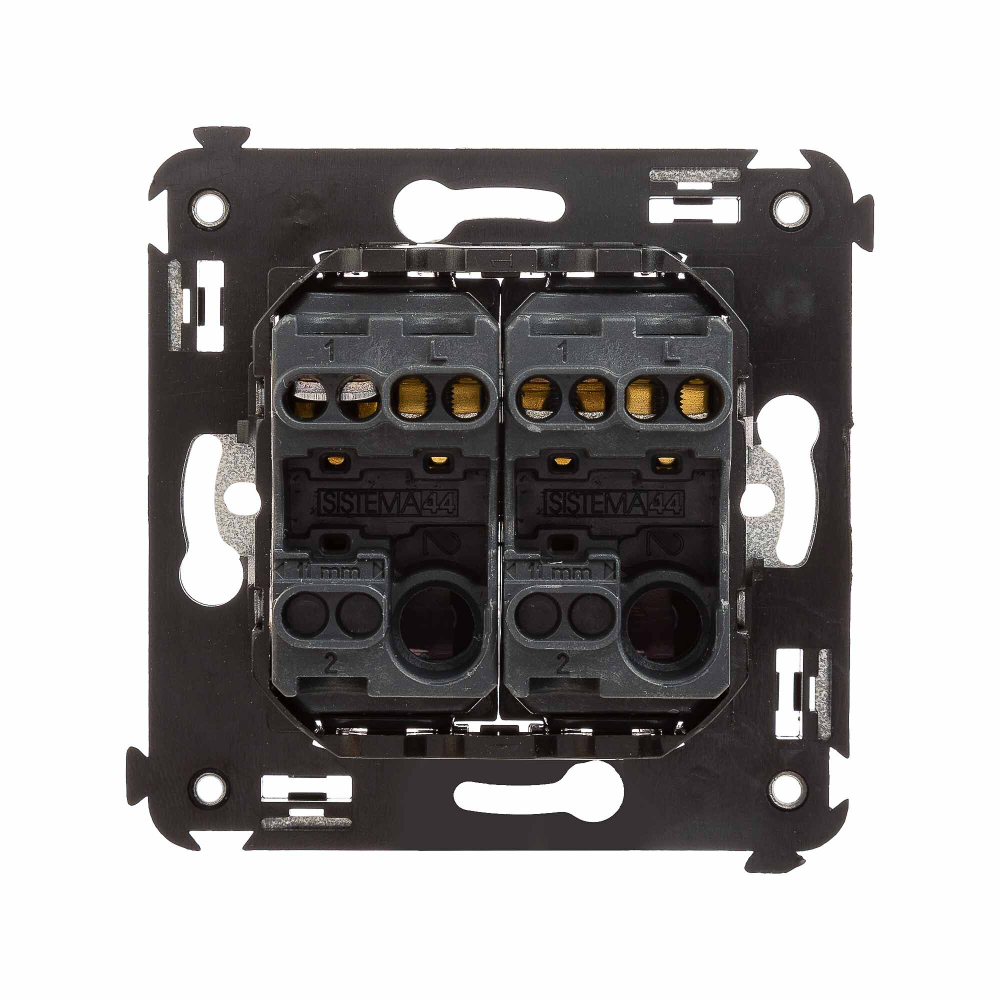 Кнопка двухклавишная в стену, "Avanti", "Черный квадрат"