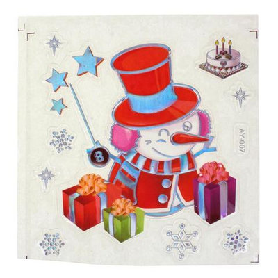 Наклейка новогодняя 18*23 см, 12 вид микс , пакет