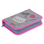 Пенал 1 отделение 200*140*40 Berlingo Cat-purse, 2 откидных планки, ПВХ с блестками