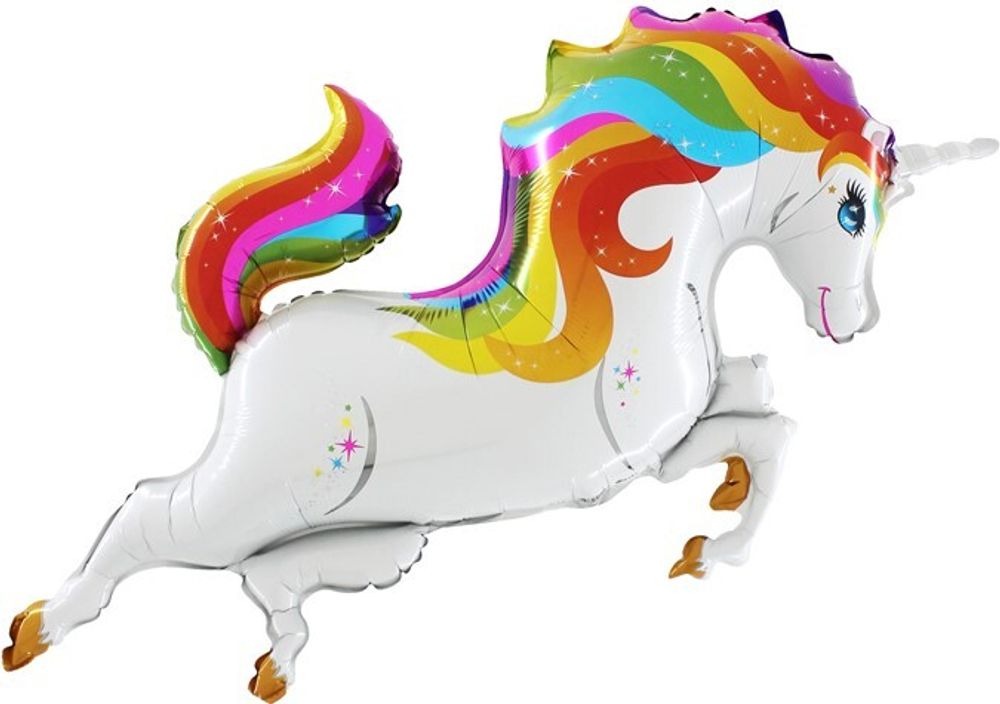 Шар (48''/122 см) Фигура, Радужный единорог, 1 шт.