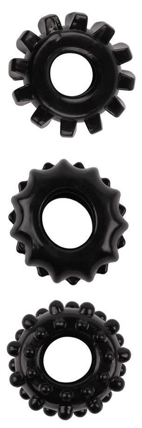 Набор из 3 черных эрекционных колец Set Of 3 Cockrings