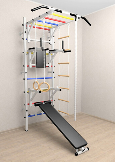 Шведская стенка Sv Sport 527 (Турник рукоход/Брусья/Стойка/Скамья/Канат/Кольца/Лестница)