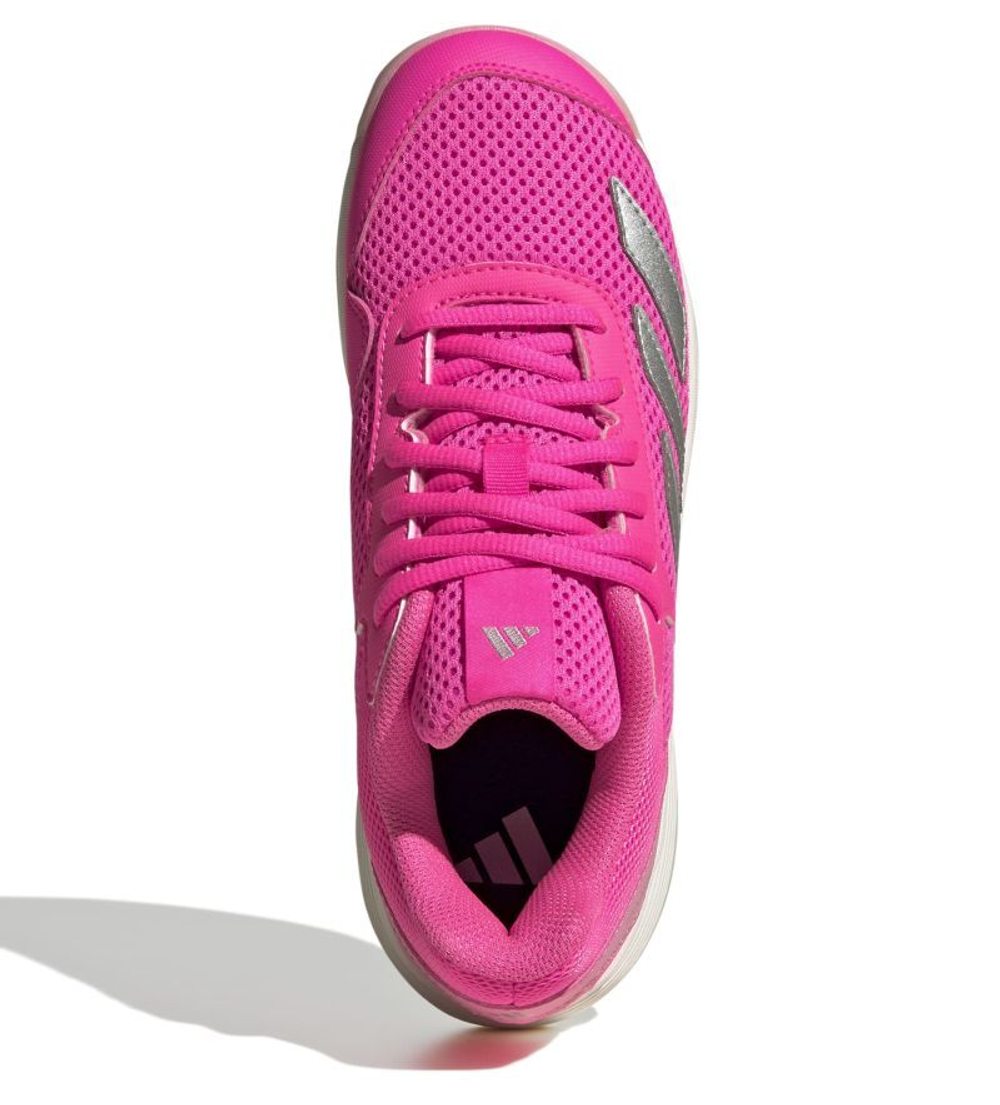 Детские Кроссовки теннисные Adidas Courtflash Tennis K - ярко-розовый/серебристый металлик/нежно-розовый