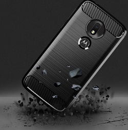 Чехол для Motorola Moto G7 Play цвет Black (черный), серия Carbon от Caseport