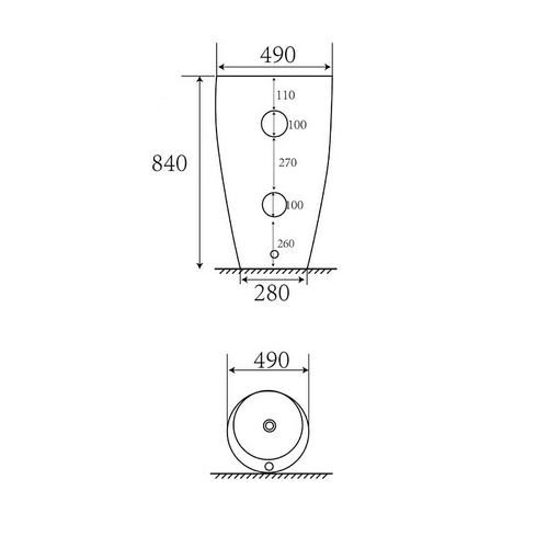 Раковина напольная Azario COMELLA 490х490х840 отдельностоящая круглая, черный матовый (AZ-311MB)