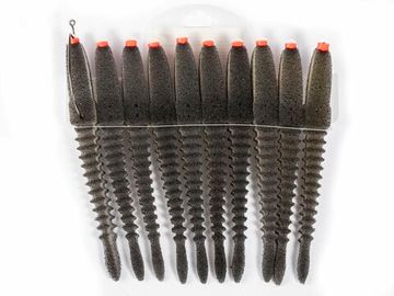 Приманки поролоновые 3D Ex WORM WBlack 12см под офсетный крючок размер 1/0, 2/0, 3/0 10шт набор
