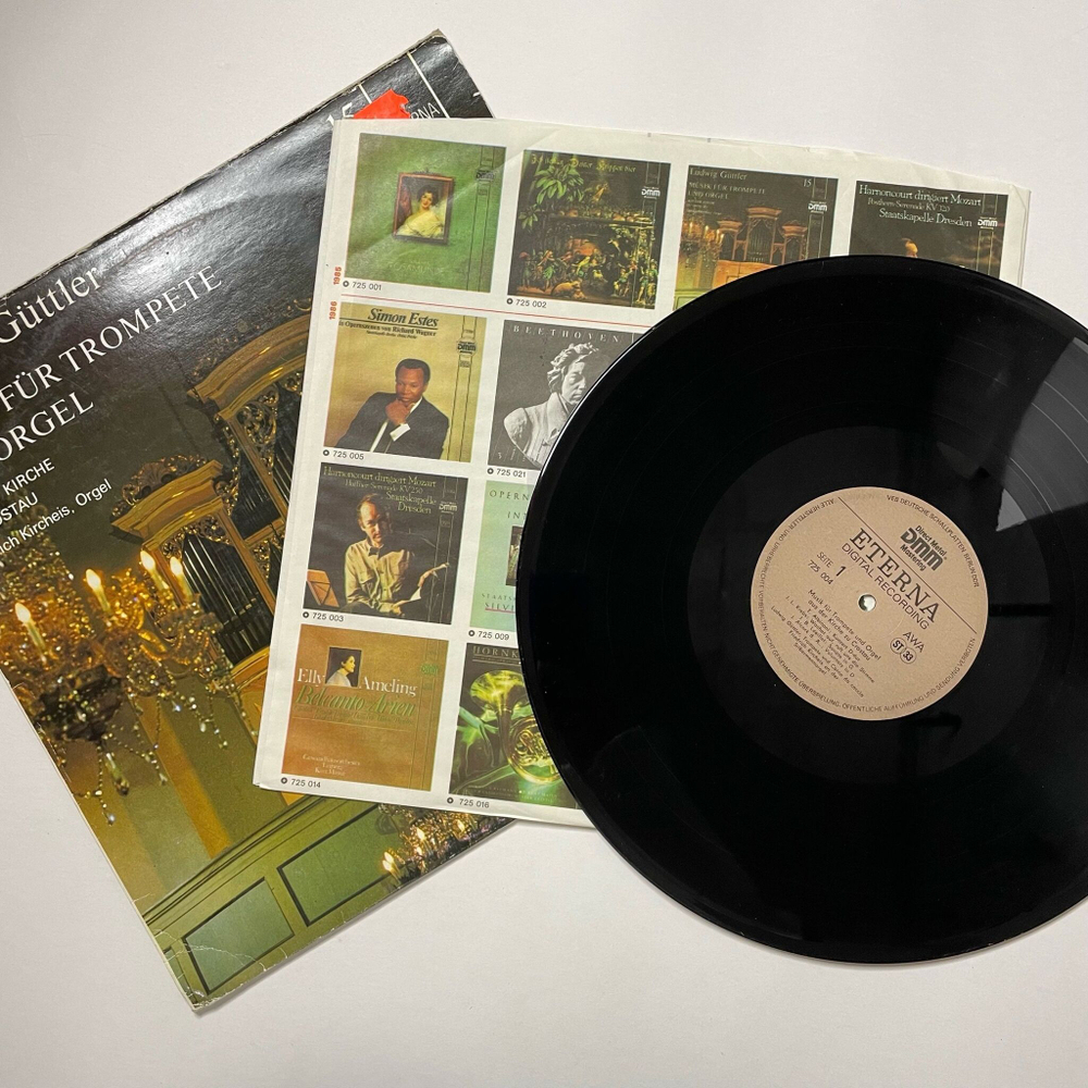 Винтажная виниловая пластинка LP Ludwig Guttler, Friedrich Kircheis Musik F r Trompete Und Orgel Aus Der Kirche Zu Crostau (ГДР 1985)