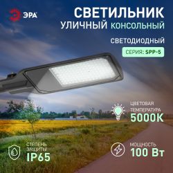 Светильник уличный светодиодный ЭРА SPP-504-0-50K-100 100Вт 5000К IP65 КСС Д | Уличные консольные светильники