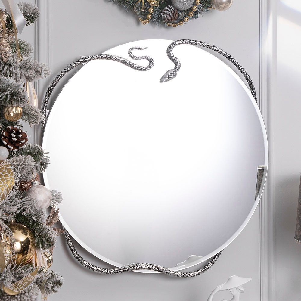 Зеркало настенное Змея Серпентис Античное серебро