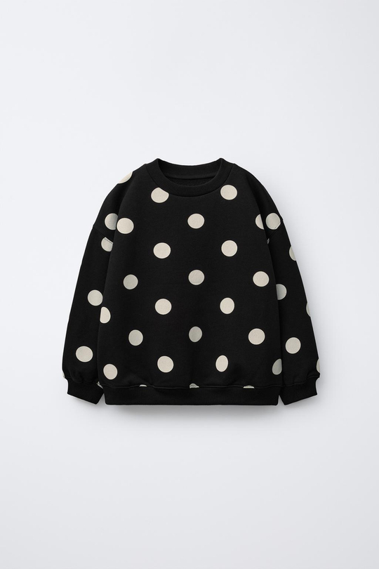 ZARA ТОЛСТОВКА В ГОРОШЕК, ЧЕРНЫЙ