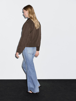 Massimo Dutti Укороченная стеганая куртка с обтяжными пуговицами, коричневый