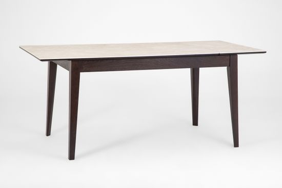 Стол Франк (дуб/нога светлый дуб с чёрной патиной/столешница керамика жемчуг)