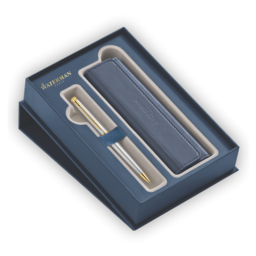 Подарочный набор: Чехол и Шариковая ручка Waterman Hemisphere, цвет: GT, стержень: Mblue