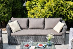 "Капучино" диван из искусственного ротанга трехместный, цвет графит