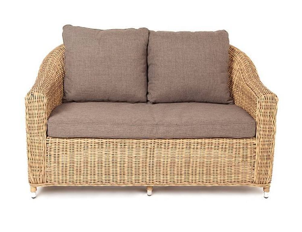 "Кон Панна" диван из искусственного ротанга двухместный, цвет соломенный