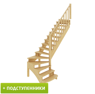 Лестница на второй этаж К-001м/1 Правая c подступенками под покраску