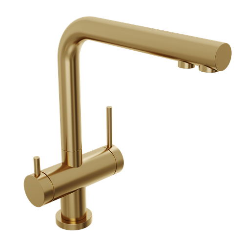 Смеситель для кухни Abelsberg Pura UVF70929BG с возможностью подключения фильтра для воды, цвет королевское золото, PVD покрытие