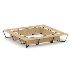 Steel Meet Стол переговорный квадратный KMK-PR.B.SP-24K Тиквуд Светлый/Ваниль Глянец/Металл Черный 4