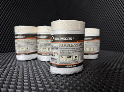 Укрывное полотно на малярной ленте Rollingdog Masking Film 8мкм, 55cм х 30м, арт.80046
