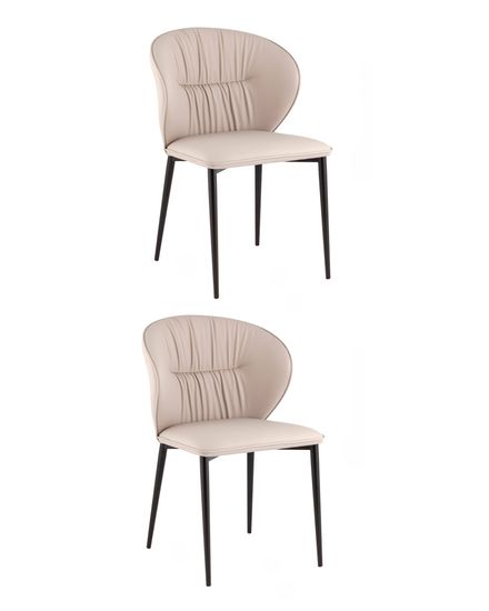 Стул обеденный Deia светло-серая экокожа черные ножки 2 шт.