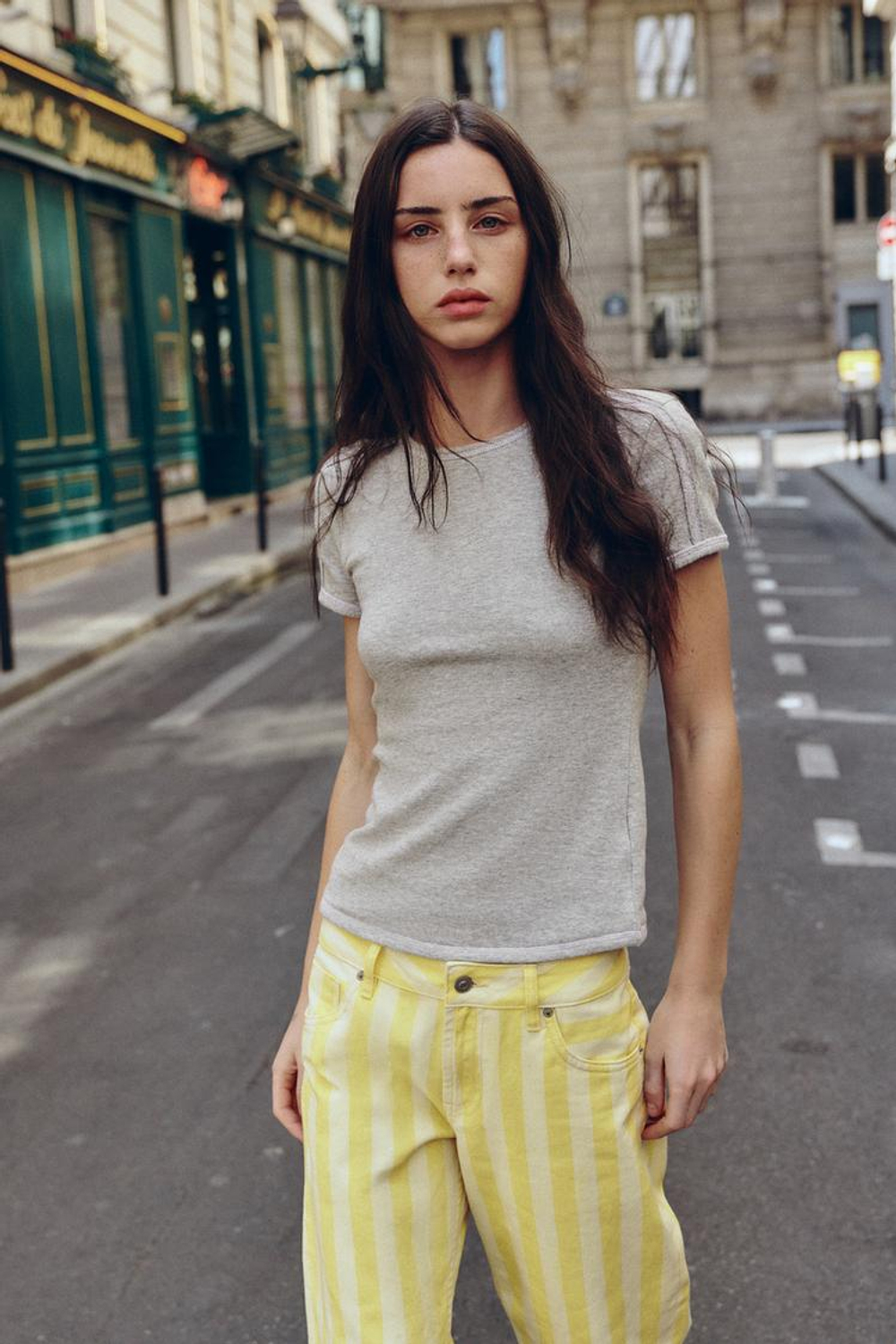 ZARA ДЖИНСЫ TRF ПРЯМОГО КРОЯ В ПОЛОСКУ, ПОЛОСКИ