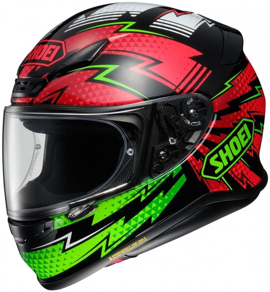 SHOEI Шлем мотоциклетный интеграл с принтом NXR ZORK зелено-красно-черный