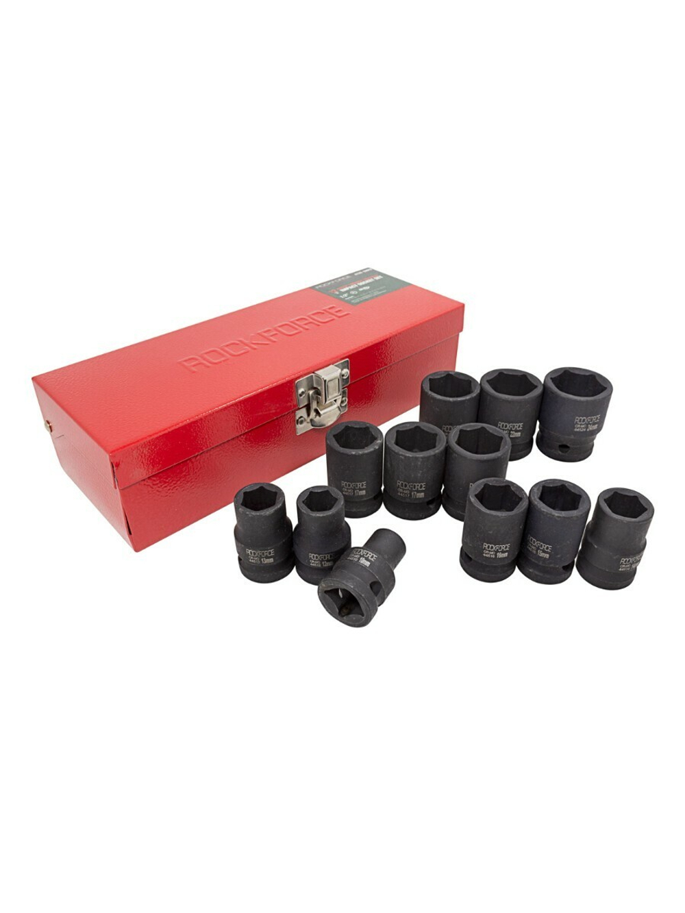 Набор головок ударных, 12пр., 1/2''6гр.(10,12,13,14,15,16,17,18,19,21,22,24мм),в метал. кейсе RockForce##Rock FORCE RF-4129-5MPB