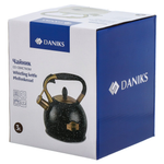 Чайник нерж, 3 л, свист, черный, ручка с покрытием, нейлон, Daniks, GS-04517G