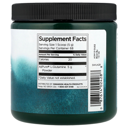 Swanson, L-глютамин в виде порошка, 340 г (12 унций)