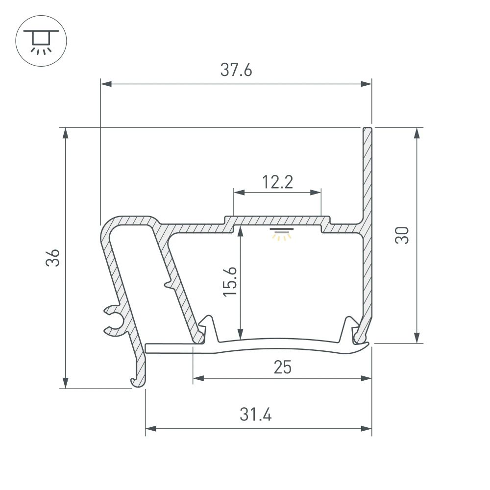 Профиль STRETCH-S-30-WALL-SIDE-2000 (STEP) (Arlight, Алюминий) 040702