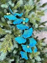 Ветвь Гинго бирюзовая 74 см., 1 шт., Christmas DeLuxe (86688)