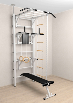 Шведская стенка Sv Sport враспор (Турник рукоход/Брусья/Стойка/Скамья/Канат/Кольца/Лестница)