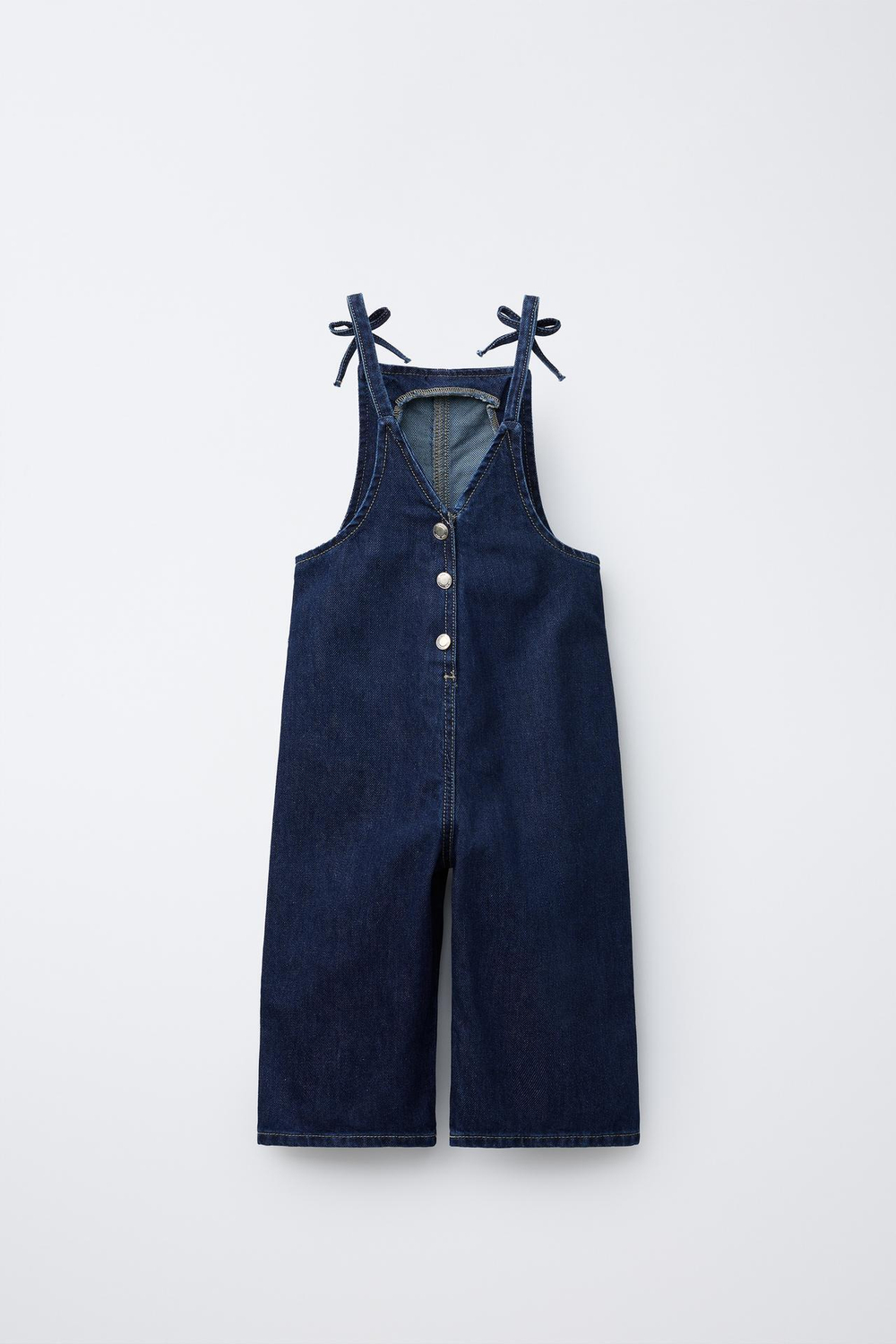 ZARA ДЖИНСОВЫЙ КОМБИНЕЗОН С БАНТАМИ, СИНИЙ