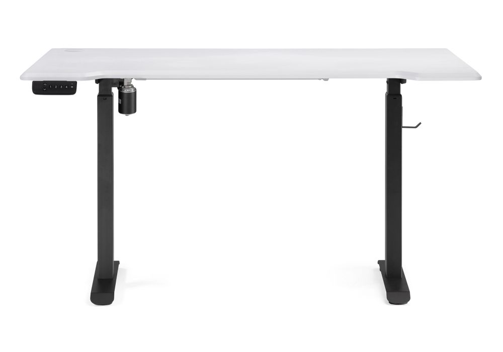 Компьютерный стол Маркос с механизмом подъема 140х80х75 белая шагрень / черный