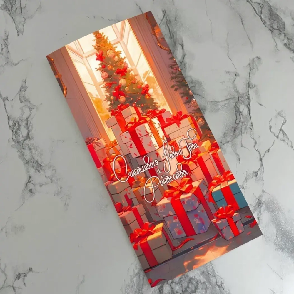 Открытка Евро «Счастливого Нового года и Рождества (подарки)» E23