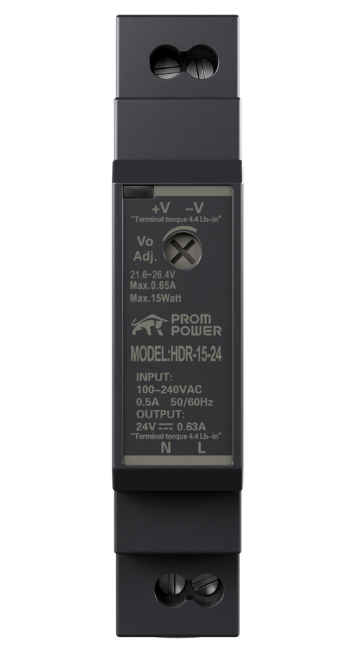 Источник питания PROMPOWER HDR-15-24, на вых. 24 В DC, 0.63А, 15.2Вт. Вх. 85-264В AC (120-370 В DC)
