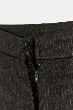 ZARA БРЮКИ-БАЛЛОНЫ ИЗ ТКАНИ «ЁЛОЧКА» ZW COLLECTION, КОРИЧНЕВЫЙ