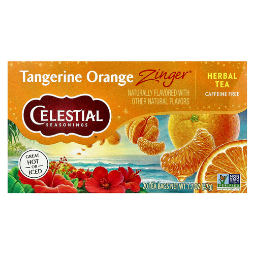 Celestial Seasonings, Травяной чай без кофеина Zinger, Мандариново-апельсиновый заряд, 20 чайных пакетиков, 1,7 унции (47 г)