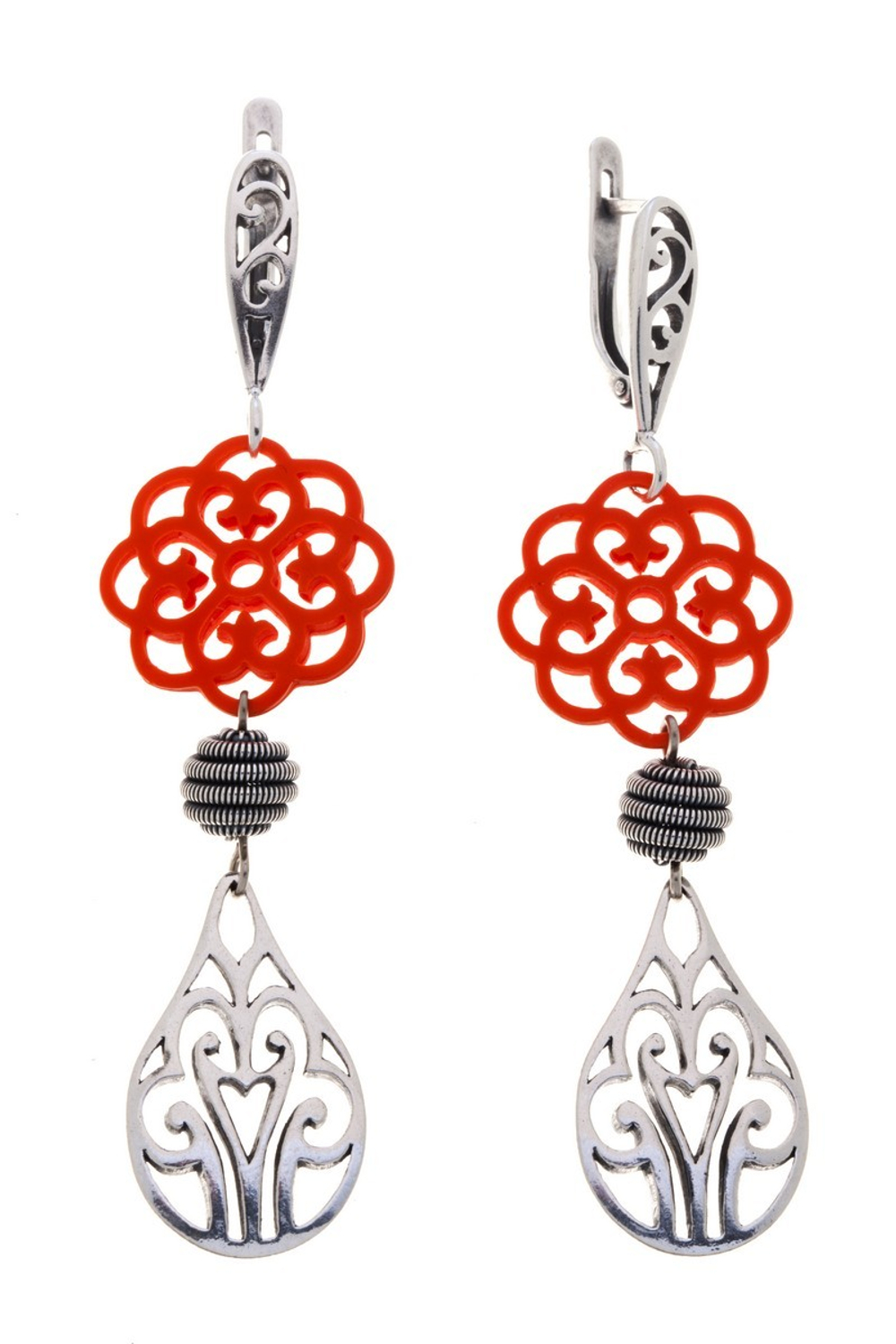 "Нуба" серьги в серебряном покрытии из коллекции "Нюанс" от Jenavi  с английским замком