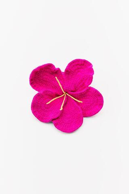 ZARA БОЛЬШАЯ РЕЗИНКА ДЛЯ ВОЛОС С ЦВЕТКОМ, СВЯЗАННЫМ КРЮЧКОМ, ЦВЕТ ФУКСИИ