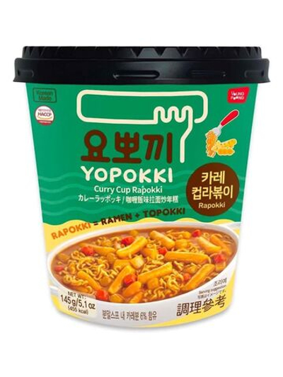 Рапокки Yopokki рисовые клецки с лапшой в соусе карри 145г