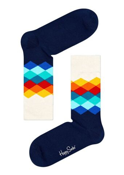 Носки унисекс Faded Diamond Sock с геометрическим рисунком под резинкой (Размер: 29) (Цвет: черный с синим)