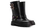 CELINE Engraved Logo Buckled Boots Women"s