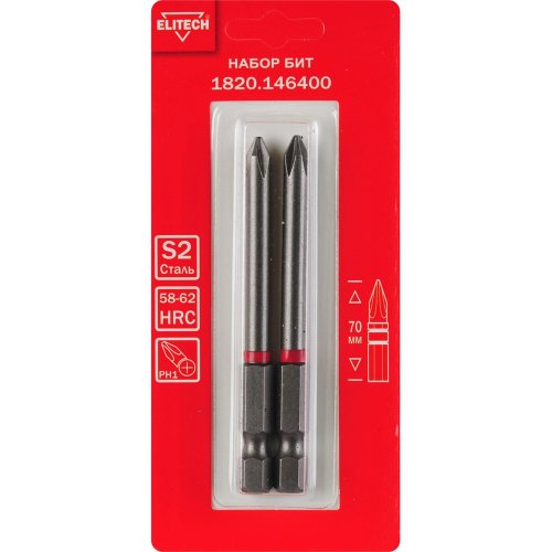 Набор бит ELITECH PH1*70мм 2шт   1820.146400