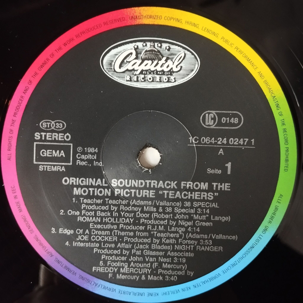 Винтажная виниловая пластинка LP Soundtrack From The Motion Picture Teachers Учителя (Germany 1984)