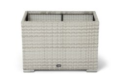 "Лунго" кашпо для цветов большое плетеное из искусственного ротанга, цвет бежевый