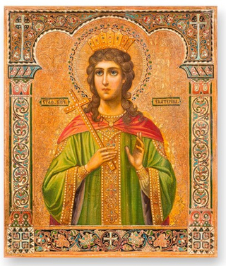 Екатерина Александрийская святая великомученица деревянная икона на левкасе