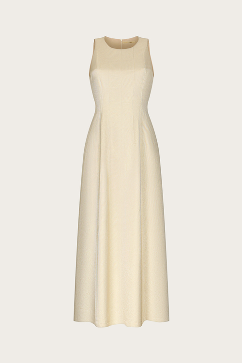 ПЛАТЬЕ-САРАФАН ИЗ БЕЖЕВОГО ЛЬНА